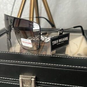 True Religion Gunmetal Square Frame Sunglasses